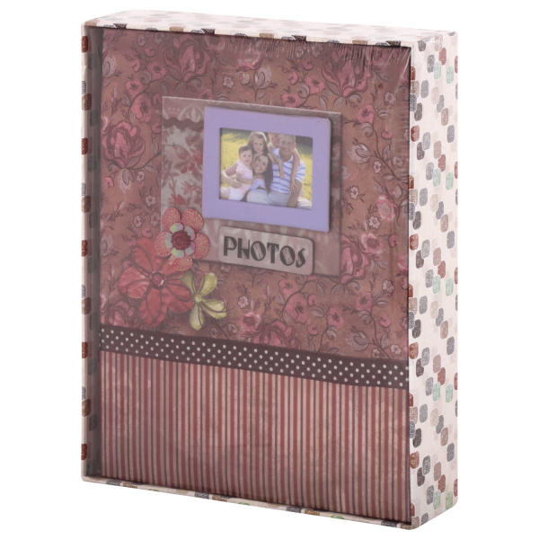 Фотоальбом BRAUBERG на 200 фотографий 10х15 см, твердая обложка, "Семья", бокс, красно-коричневый, 390673 - Фотоальбомы