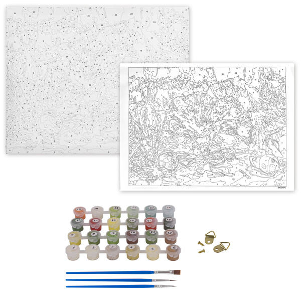 Картина по номерам 40х50 см, ОСТРОВ СОКРОВИЩ "Ежик", на подрамнике, акриловые краски, 3 кисти - Картины по номерам