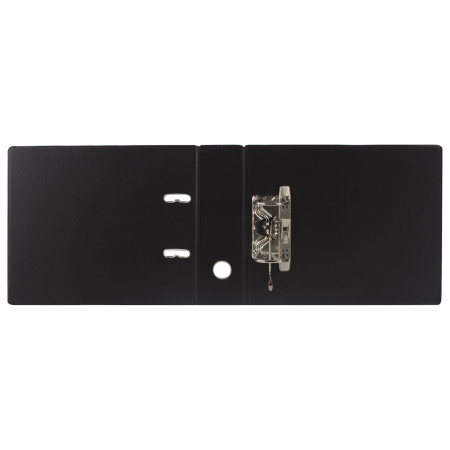 Папка-регистратор МАЛЫЙ ФОРМАТ (148х210 мм), А5, 70 мм, ГОРИЗОНТАЛЬНАЯ, двухстороннее покрытие, ПВХ, черная, BRAUBERG, 223190 - Папки-регистраторы с арочным механизмом