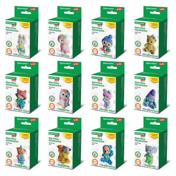 ФИГУРКА ИЗ ГИПСА с красками и кистью для росписи, ассорти, BRAUBERG KIDS, 665203, 1 шт - Наборы для рукоделия