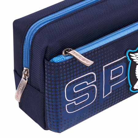 Пенал ЮНЛАНДИЯ, 2 отделения, полиэстер, "Super", синий, 21х6х9 см, 270277 - Пеналы мягкие