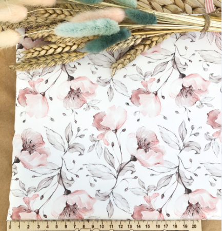 Ткань для рукоделия "Цветы" 30*80 см. 100% хлопок, плотность 140 г/м2