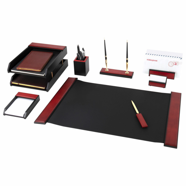 Набор настольный GALANT "Sirius" из дерева, 8 предметов, цвет "красное дерево/чёрный", 238162 - Настольные наборы и аксессуары из дерева