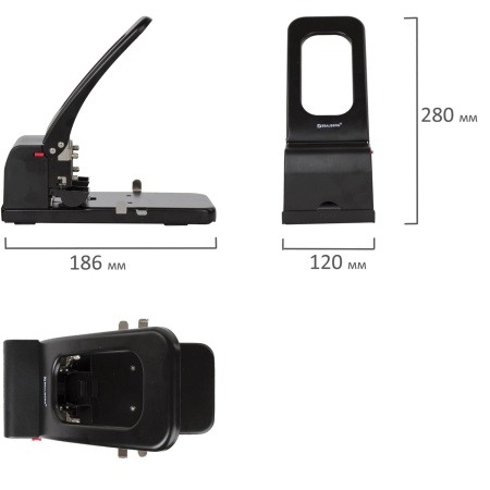 Дырокол металлический МОЩНЫЙ BRAUBERG "Heavy duty", до 100 листов, черный, 226869 - Дыроколы мощные