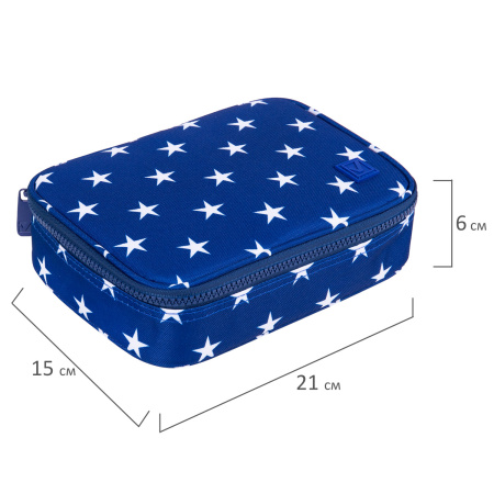 Пенал-косметичка BRAUBERG БОЛЬШОЙ, 1 отделение, 1 откидная планка, ткань, 21x15x6 см, "Stars", 270707 - Пеналы мягкие