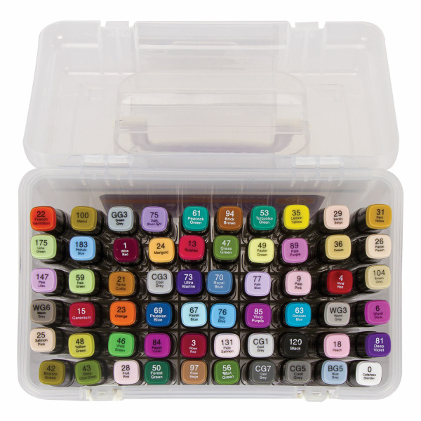 Маркеры для скетчинга двусторонние BRAUBERG ART DEBUT "BLACK", НАБОР 60 шт., пластиковый кейс, 152131 - Скетчмаркеры в наборах