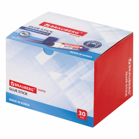 Клей-карандаш BRAUBERG SUPER, 8 г, обесцвечивающийся после высыхания, ЮЖНАЯ КОРЕЯ, 229544 - Клей-карандаш