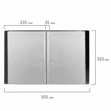 Папка 80 вкладышей BRAUBERG "Office", черная, 0,8 мм, 271331 - Папки с вкладышами (файлами)