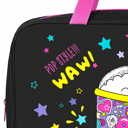 Папка на молнии с ручками BRAUBERG А4, 1 отделение, полиэстер, 80 мм, "Pop style", 271480 - Папки-сумки с ручками