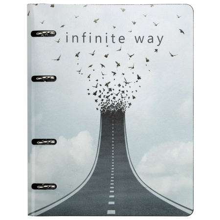 Тетрадь на кольцах А5 (180х220 мм), 80 листов, под кожу, клетка, BRAUBERG VISTA, Infinite way, 112132 - Тетради на кольцах и сменные блоки к ним