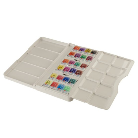 Набор акварельных художественных красок "Белые ночи" Новейшая история, пластиковый пенал, 24 цв. в кюветах по 2,5 мл - Акварель художественная в наборах