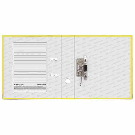 Папка-регистратор BRAUBERG с покрытием из ПВХ, 80 мм, с уголком, желтая (удвоенный срок службы), 227194 - Папки-регистраторы с арочным механизмом