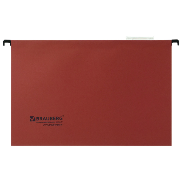 Подвесные папки А4/Foolscap (406х245 мм), до 80 листов, КОМПЛЕКТ 10 шт., красные, картон, BRAUBERG (Италия), 231796 - Подвесные папки Foolscap