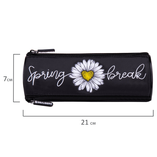 Пенал BRAUBERG, 3 отделения, нейлон, 21х7х7 см, "Spring", 270840 - Пеналы мягкие