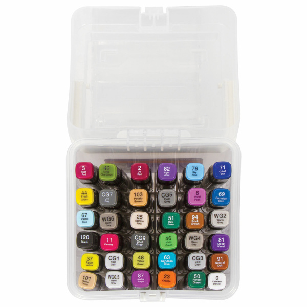 Маркеры для скетчинга двусторонние BRAUBERG ART DEBUT "BLACK", НАБОР 36 шт., пластиковый кейс, 152129 - Скетчмаркеры в наборах