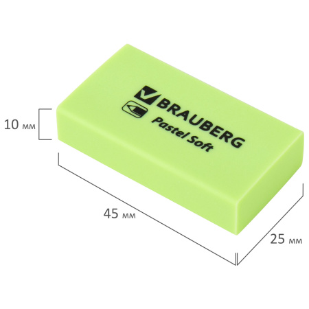 Ластики BRAUBERG PASTEL SOFT, размер ластика 45х25х10 мм, экологичный ПВХ, 1 шт, 271340 - Ластики классические