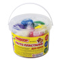 Пластилин на растительной основе (тесто для лепки) ПИФАГОР, 7 цветов, 420 г, пластиковое ведро, 104545 - Пластилин