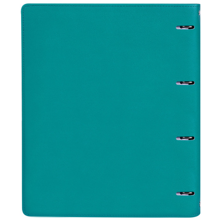 Тетрадь на кольцах БОЛЬШАЯ А4 (240х310 мм), 120 листов, под кожу, клетка, BRAUBERG "Joy", бирюзовый/серо-голубой, 404507 - Тетради на кольцах и сменные блоки к ним