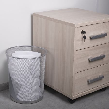 Корзина для бумаг, БОЛЬШАЯ, 20 л, металлическая, серебристая, BRAUBERG "Germanium", 231957 - Корзины для бумаг