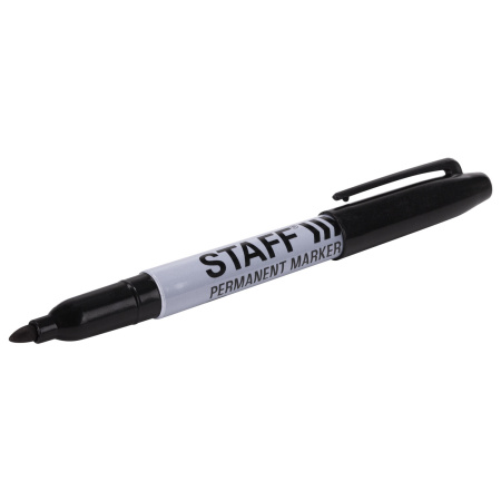 Маркер перманентный STAFF EVERYDAY PM-233, ЧЕРНЫЙ, эргономичный корпус, круглый наконечник 2 мм, 151233 - Маркеры перманентные