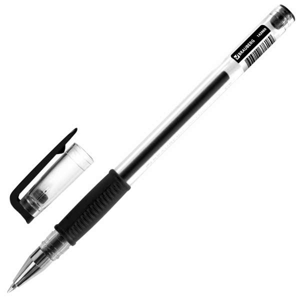 Ручка гелевая РОССИЯ "PATRIOT-GT", ЧЕРНАЯ, корпус прозрачный, узел 0,7 мм, линия письма 0,4 мм, BRAUBERG, 143960 - Ручки гелевые неавтоматические