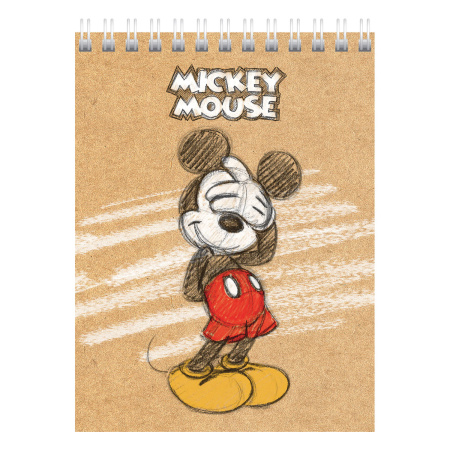 Блокнот МАЛЫЙ ФОРМАТ А6 110х145 мм, 40 л., гребень, обложка картон, клетка, HATBER, "Микки Маус", 40Б6В1гр - Блокноты