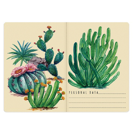 Тетрадь ЕВРО А5 40 л. BRUNO VISCONTI сшивка, клетка, Soft Touch, бежевая бумага 70 г/м2, "НОЧНЫЕ КАКТУСЫ", 7-40-001/28 - Тетради 40-48 листов