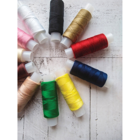 Набор швейных ниток, 11 цветов по 120 м, армированные, 45 ЛЛ, ОСТРОВ СОКРОВИЩ, 662789 - Нитки швейные
