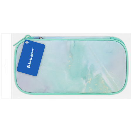 Пенал-органайзер BRAUBERG, 1 отделение, полиэстер, 22x11,5x6 см, "Mint marble", 271571 - Пеналы мягкие
