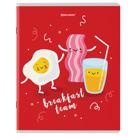Тетради КОМПЛЕКТ 5 шт. А5, 48 л., BRAUBERG скоба, клетка, TWIN лак, "Funny Food", 404397 - Тетради 40-48 листов