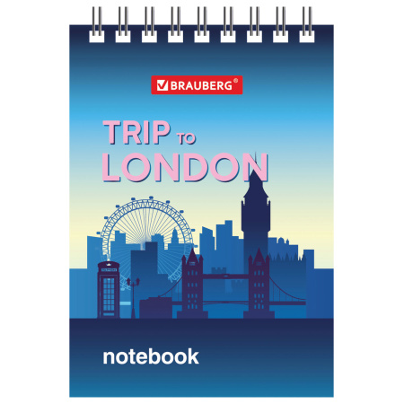 Блокнот МАЛЫЙ ФОРМАТ А7 75х105 мм, 40 л., гребень, картон, клетка, BRAUBERG, "Города", 129856 - Блокноты