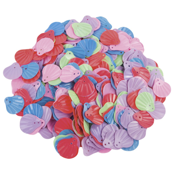 Пайетки для творчества "Ракушки", цвет пастель ассорти, 15 мм, 20 грамм, ОСТРОВ СОКРОВИЩ, 661283 - Пайетки для творчества