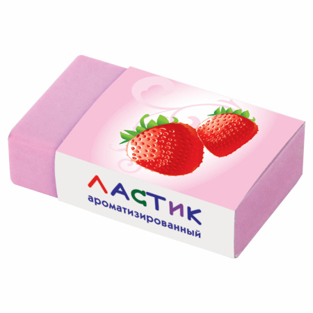 Ластик ПИФАГОР "Фрукты", 35х21х9 мм, ароматизированный, ассорти, картонный держатель, 222477 - Ластики классические