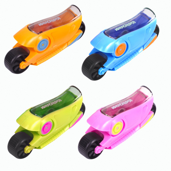 Точилка ЮНЛАНДИЯ "Мотоцикл Юнландика", с контейнером, пластиковая, корпус ассорти, 228469 - Точилки ручные