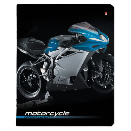 Тетрадь А5 48 л. АЛЬТ скоба, клетка, глянцевый лак, "Спортивные мотоциклы" (5 видов), 7-48-844 - Тетради 40-48 листов