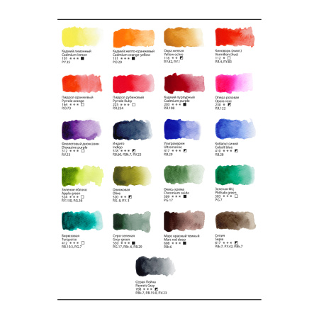 Акварель художественная Гамма "Старый Мастер" IWS "Городской пленэр", 21цв*2,6мл, кюветы, метал. коробка - Акварель художественная в наборах