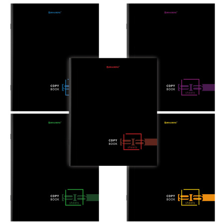 Тетрадь А5, 96 л., BRAUBERG, скоба, клетка, глянцевая ламинация, "Dark", 404428 - Тетради более 60 листов
