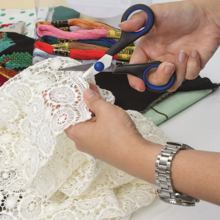 Ножницы для хобби и рукоделия ОСТРОВ СОКРОВИЩ 120 мм, 3-х сторонняя заточка, черно-синие, 237104 - Ножницы для хобби и рукоделия