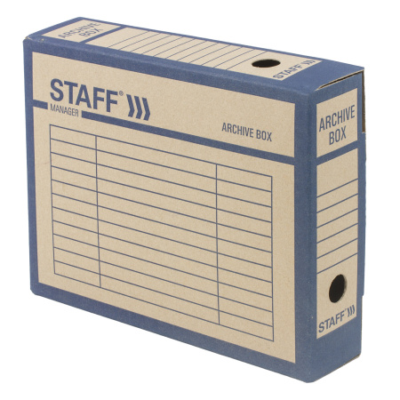 Короб архивный с клапаном А4 260х325 мм, 75 мм, переплетный картон, до 750 л., STAFF, 112159 - Накопители документов