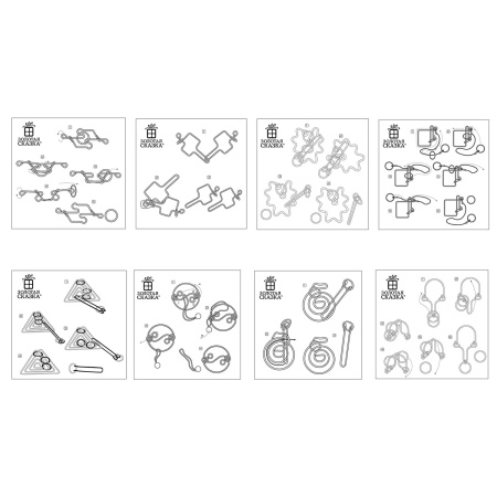 Головоломка металлическая большая ЗОЛОТАЯ СКАЗКА, 24 вида, в дисплее, разные уровни сложности, 664924 - Игрушки развивающие