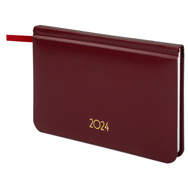 Еженедельник датированный 2024 МАЛЫЙ ФОРМАТ 95х155 мм А6, BRAUBERG "Select", балакрон, бордовый, 115049 - Еженедельники