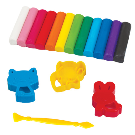 Пластилин классический BRAUBERG "МАГИЯ ЦВЕТА", 12 цветов, 150 г, стек, 3 штампа, ВЫСШЕЕ КАЧЕСТВО, блистер, 224462 - Пластилин