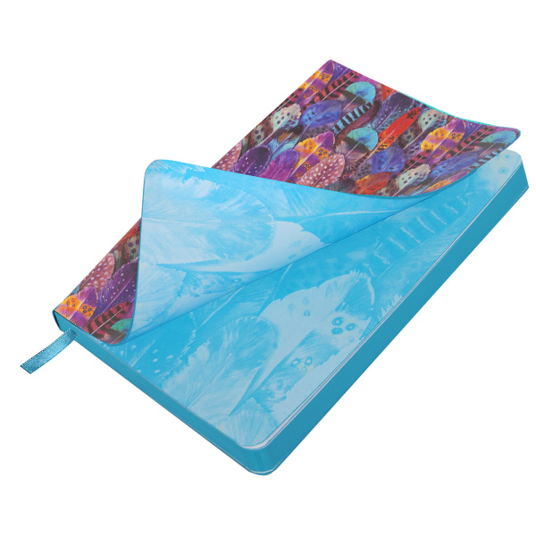 Ежедневник недатированный B6 (127х186 мм), BRAUBERG VISTA, под кожу, гибкий, 136 л., "Feathers", 112113 - Ежедневники с покрытием "под кожу и ткань"