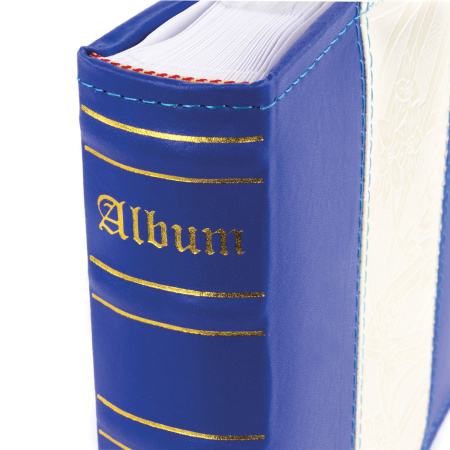 Фотоальбом BRAUBERG на 200 фото 10х15 см, под кожу, бумажные страницы, бокс, синий с белым, 391113 - Фотоальбомы