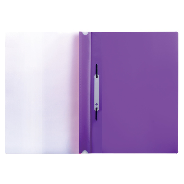 Скоросшиватель пластиковый с перфорацией BRAUBERG, А4, 140/180 мкм, фиолетовый, 226584 - Папки-скоросшиватели мягкие