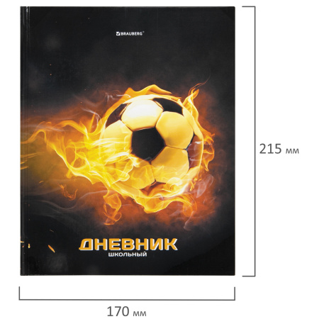 Дневник МП 1-11 класс 48 л., твердый, BRAUBERG, глянцевая ламинация, с подсказом, "Футбол", 106644 - Дневники универсальные