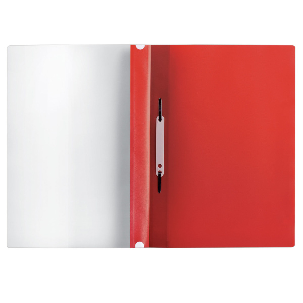 Скоросшиватель пластиковый с перфорацией BRAUBERG, А4, 140/180 мкм, красный, 226582 - Папки-скоросшиватели мягкие