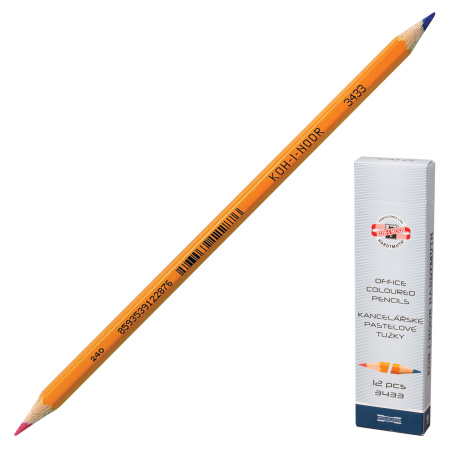 Карандаш двухцветный KOH-I-NOOR, 1 шт., красно-синий, грифель 3,2 мм, желтый корпус, 34330EG001KS