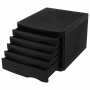 Бокс с 5 выдвижными лотками, корпус чёрный, лотки черные, 235х300х355 мм, BRAUBERG "Office-Expert", 238043 - Блоки закрытых лотков для бумаг