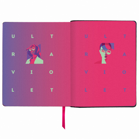 Тетрадь А5 (168х208 мм), 80 л., сшивка, клетка, под кожу, BRAUBERG VISTA, "Ultraviolet", 403914 - Тетради более 60 листов